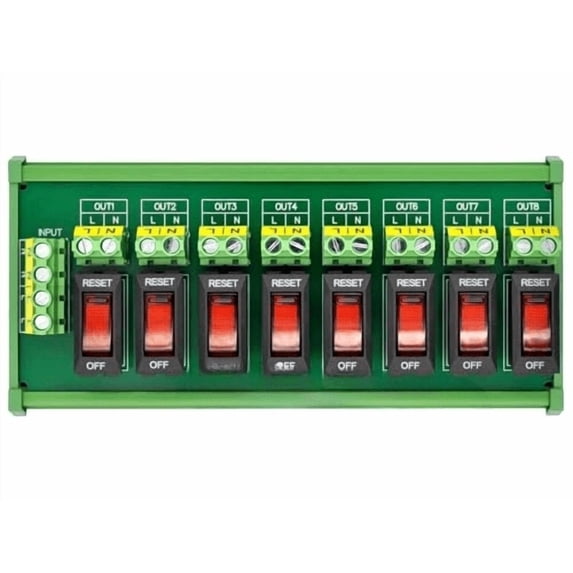 Rocker Switch Thermal Circuit Breaker Overload Protector 8 Channel Power Distribution Module DIN Rail Mount$$Tools & Hardware Other