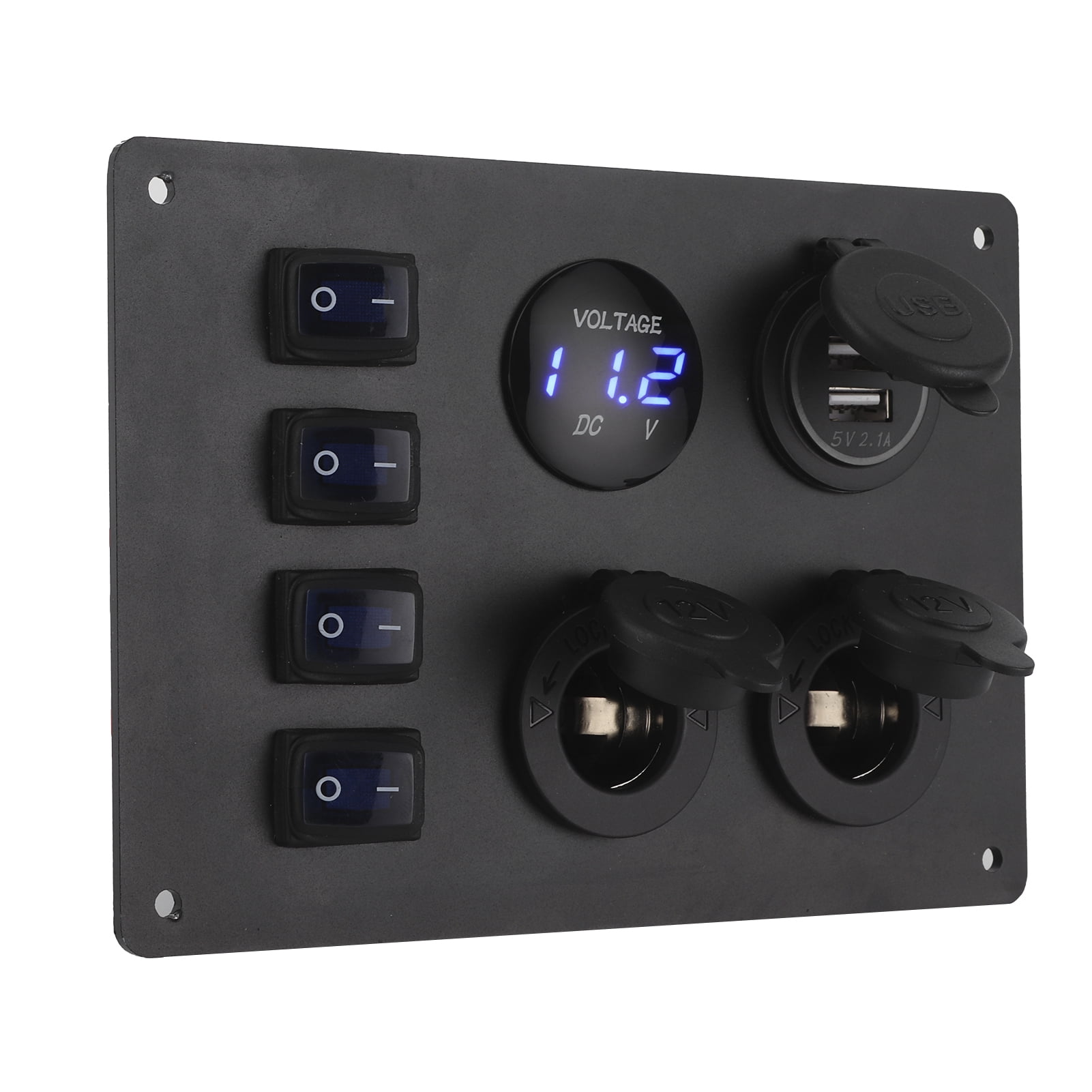 Rocker Toggle Switch Panel Box, Waterproof Dual USB Ports Marine Switch