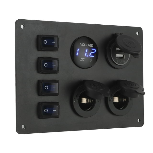 Rocker Toggle Switch Panel Box, Waterproof Dual USB Ports Marine Switch