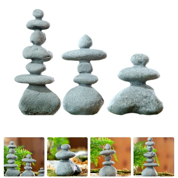 Rockery Stone Decor, 3Pcs Garden Micro Landscape Stacking Stone Aquarium Stone Decoration Fish Tank Rock Decoration