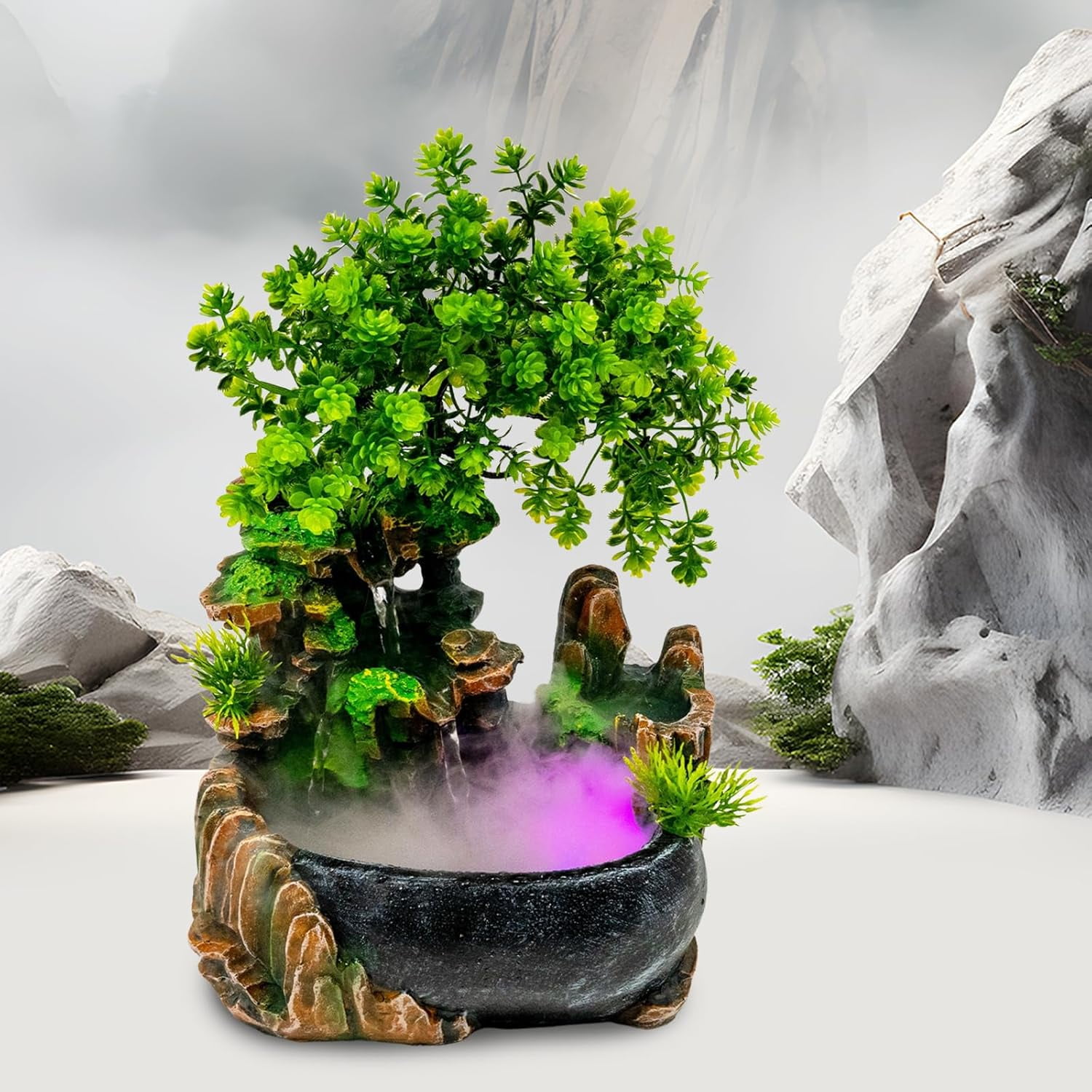 Rockery Tabletop Fountain, Atomizing Waterfall Rockery Stone Tabletop ...