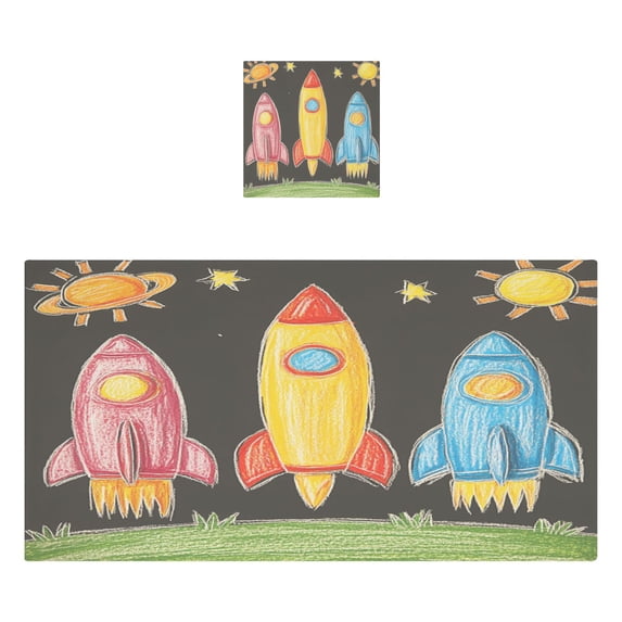 Rocket 2 Piece Cotton Bath and Face Towel Set Soft and Absorbent, for Beach Pool Bathroom
