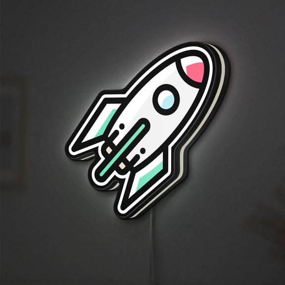 Rocket 3D Novelty Light Box, STEM Desk Accessory for Space Enthusiasts, Space Themed Decor for Kids and Adults (Width 24 inch, 60cm)