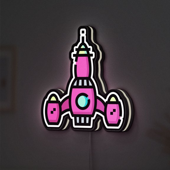 Rocket 3D Novelty Light Box, Science Lab and Nerd Desk Accent, Great, Ideal for Tech Lovers and STEM Students (Width 12 inch, 30cm)