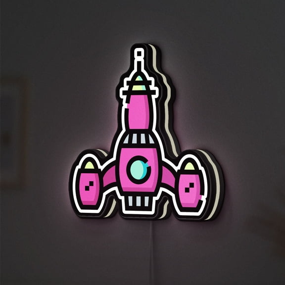 Rocket 3D Novelty Light Box, Science Lab and Nerd Desk Accent, Great, Ideal for Tech Lovers and STEM Students (Width 24 inch, 60cm)