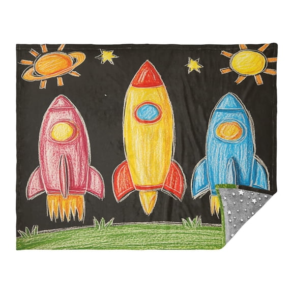 Rocket Camping Blankets Bed Throws and Cozy Travel Blanket Fluorescence 70x55in Double Sided