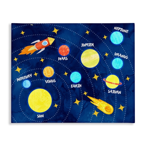 Rocket Across Solar System Canvas Wall Art, design by Daphne Polselli