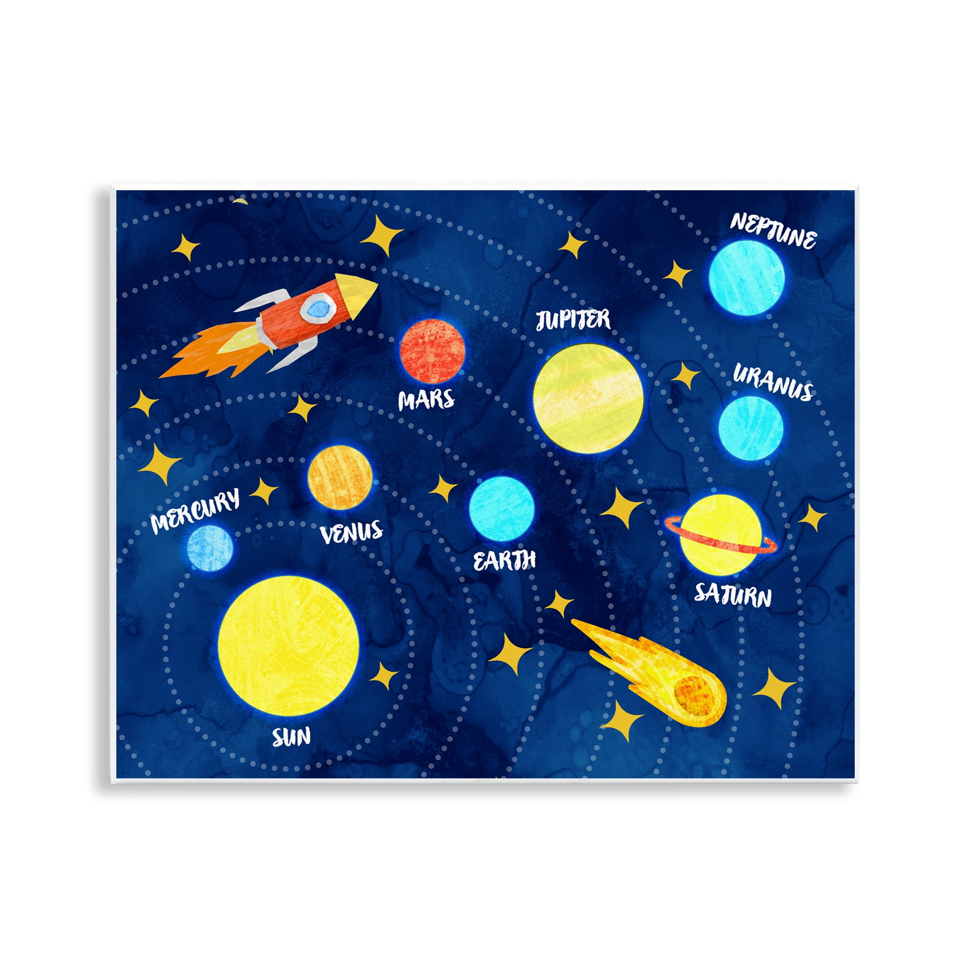 Rocket Across Solar System Wall Plaque Art, design by Daphne Polselli