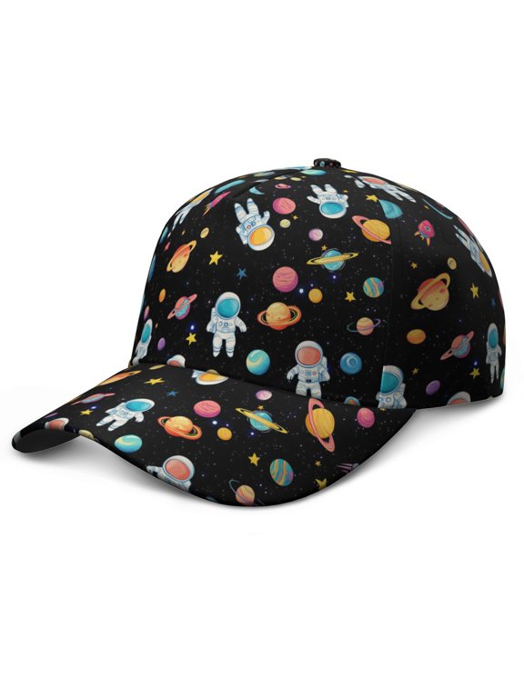 Rocket Alien Spacecraft Starry Night Baseball Cap – Durable Snapback Hat for Baseball, Football, Soccer, and Basketball Training