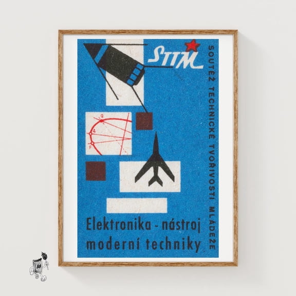 Rocket And Airplane Matchbox Print, Unframed Paper Poster 8x10in
