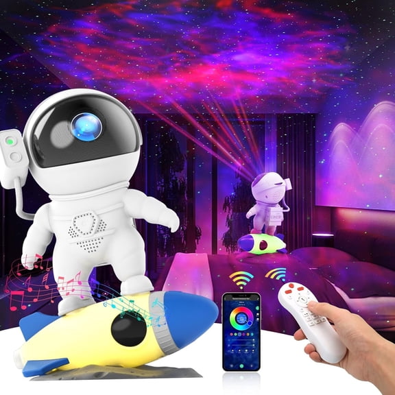 Rocket Astronaut Starry Sky Projection Light Bluetooth Speaker White Noise/Timer