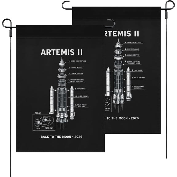 Rocket Back To Moon Mission Space Flags Decorative Banner Artemis II 2026