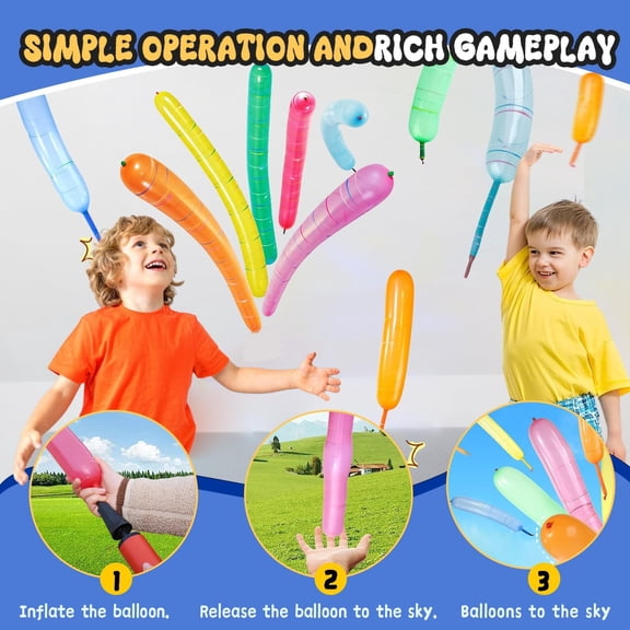Rocket Balloon Set 50 Pack with Air Pump Durable Latex Balloons for Interactive Play Events (Pump Style May Vary)