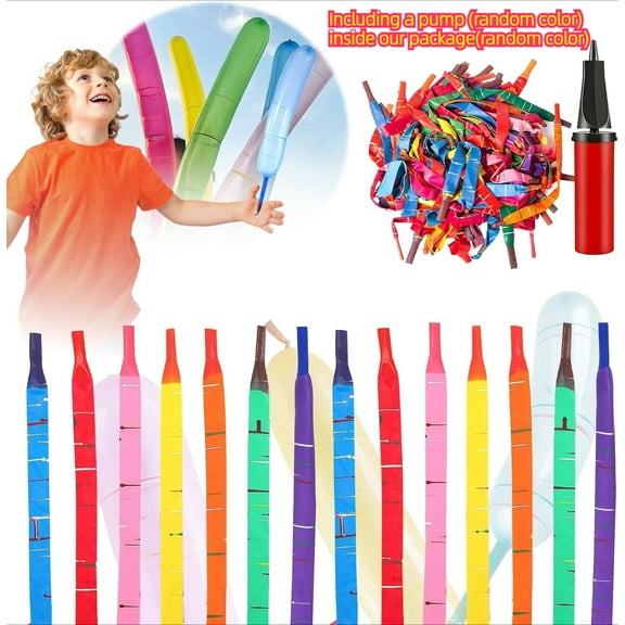 Rocket Balloons 100-Pack with Pump, 40-Inch Whistling Flying Party Balloons, Assorted Colors, Outdoor Kids Toys for Birthdays & Events