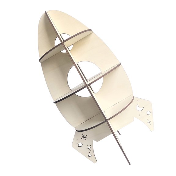 MOKKHNB Rocket Display Rack Wooden Beige 1Pack 19.7X9.8X9.8In