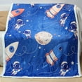 thumbnail image 1 of Rocket Blanket Astronaut Blanket Cozy Outer Space Gifts for Toddler and Kids Soft Lightweight Navy Blue Blanket (Rocket, 50"x60"), 1 of 1