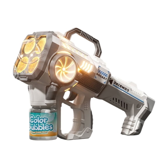 Rocket Bubble Gun for Student Automatic Bubble Machine Outdoor Bubble Gray Summer Outdoor Toys with 4.7 Ounces Bubble Solution Refill 1 Pack