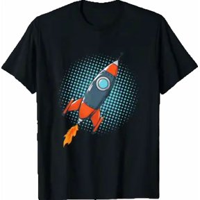 Rocket Comic Space Ship Moon Missile Graphic T-Shirt, Size S-5XL