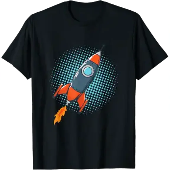 Rocket Comic Space Ship Moon Missile T-Shirt