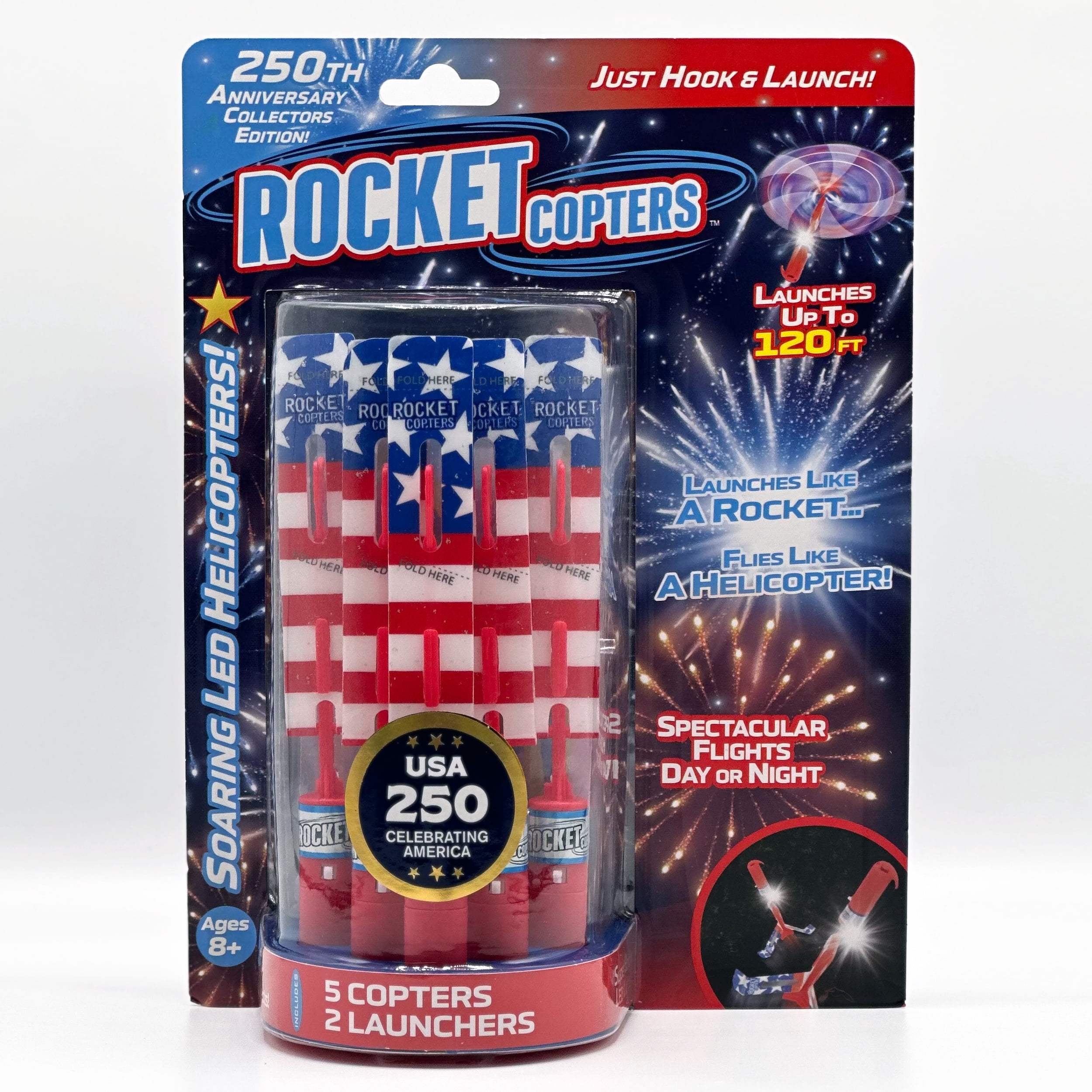 Rocket Copters LED Light-Up Slingshot Helicopters for Outdoor Fun