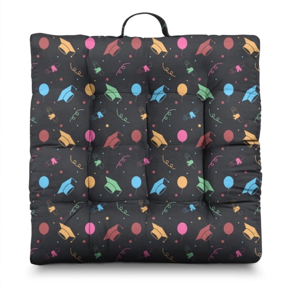 Rocket Design Meditation Pillow, Oversized Square Floor Cushion with Cosmos Print, Soft & Supportive for Extended Sitting