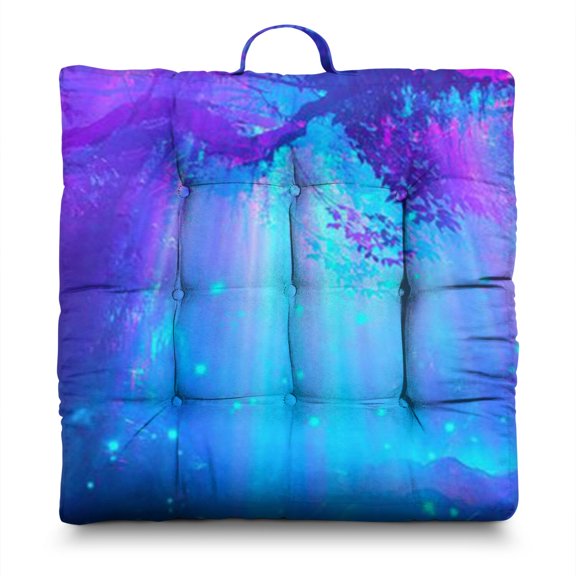 Rocket Design Meditation Pillow, Thick Square Floor Cushion with Cosmos Print, Soft & Supportive for Long Sitting Sessions