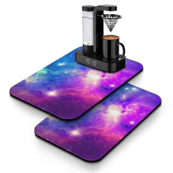 Rocket Dish Drying Mat, Alien Starry Night Sky Space Geek Absorbent Kitchen Mat