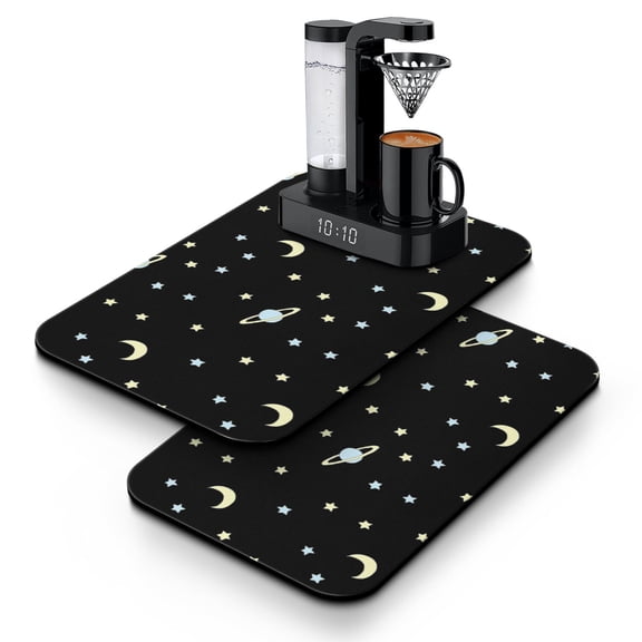Rocket Dish Drying Mat, Alien Starry Night Sky Space Geek Absorbent Kitchen Mat