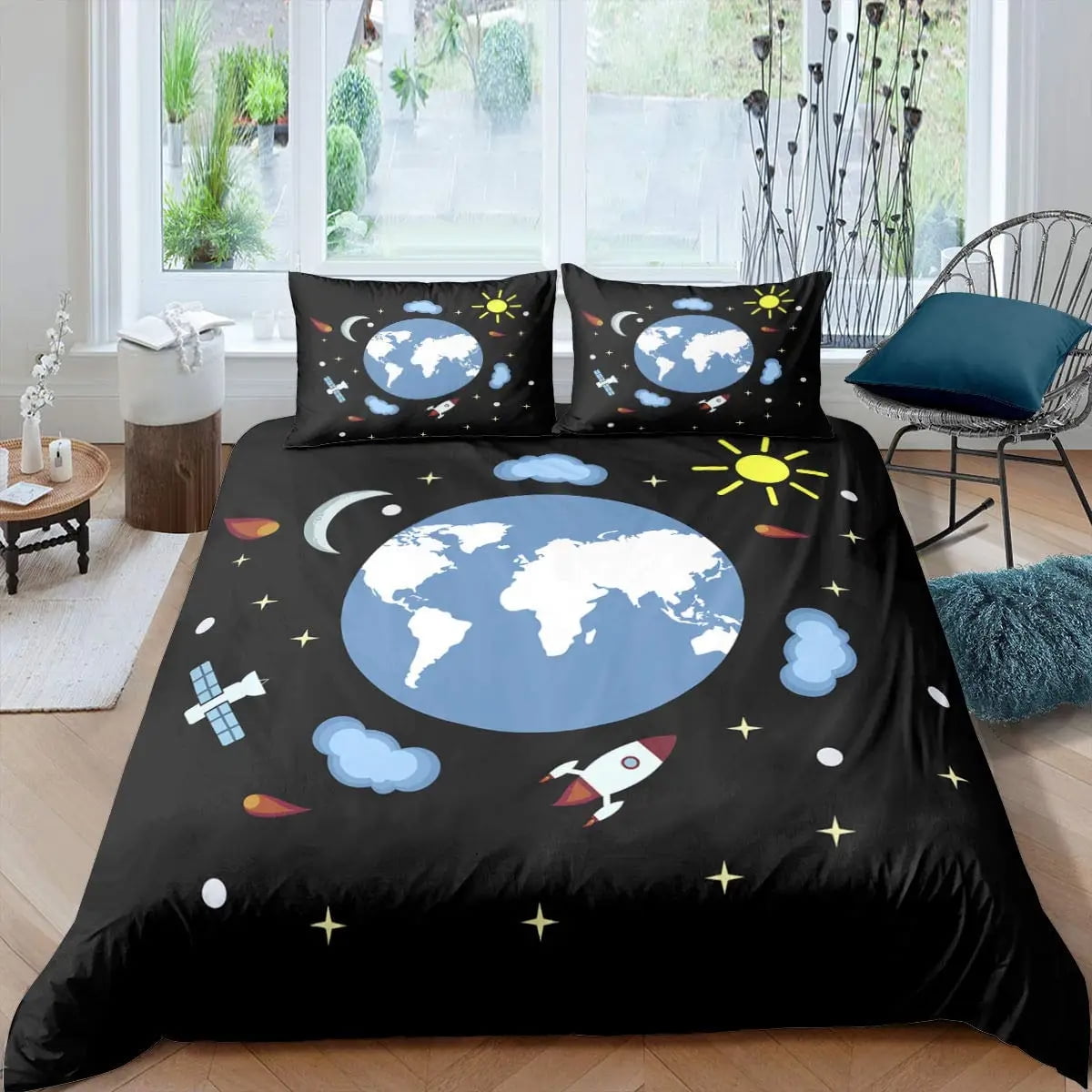 Astronaut Galaxy Space Print Duvet Cover Bedding Set