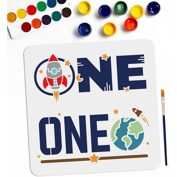 Rocket Earth Stencils Globe Moon Star Stencil 11.811.8inch with Paint Brush Reusable Space Theme Stencil