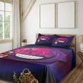 thumbnail image 1 of Ambesonne Rocket Emoji Fitted & Top Sheet Set with Shams, Retro Space Star Face, Magenta Indigo and White, 1 of 5