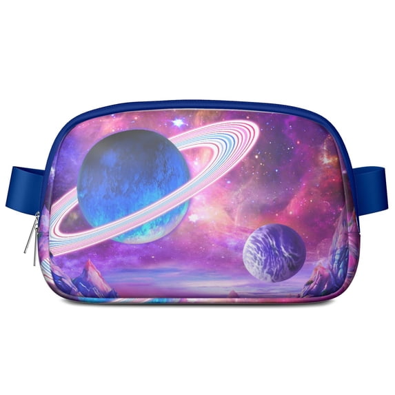 Rocket Fanny Pack – Outer Space and Nebula Print Waist Bag – Waterproof Adjustable Belt Bag for Astronaut, Space, and Galaxy Fans