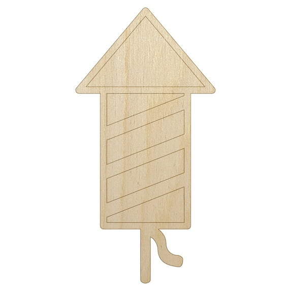 Rocket Fireworks Patriotic Wood Shape Unfinished Piece Cutout Craft DIY Projects - 4.70 Inch Size - 1/4 Inch Thick