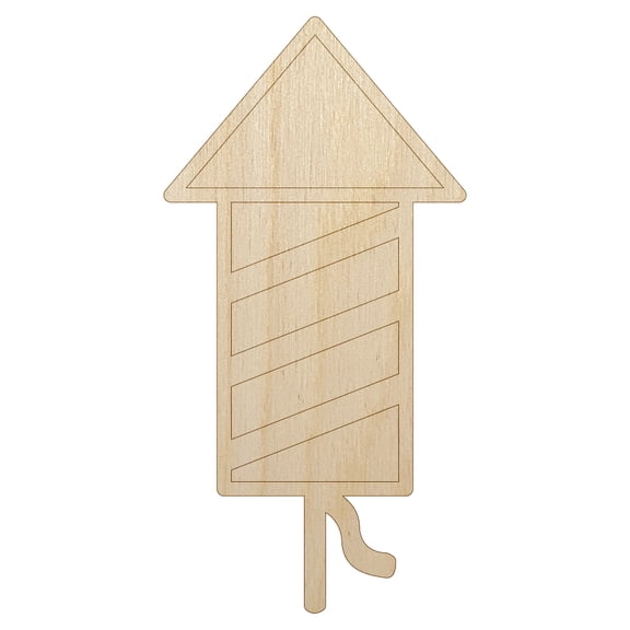 Rocket Fireworks Patriotic Wood Shape Unfinished Piece Cutout Craft DIY Projects - 4.70 Inch Size - 1/8 Inch Thick