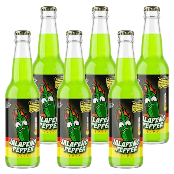Rocket Fizz Jalapeno Pepper Soda Flavor | Cane Sugar | Craft Soda Pop Drinks | 12 oz in Glass Bottle (6 Pack)