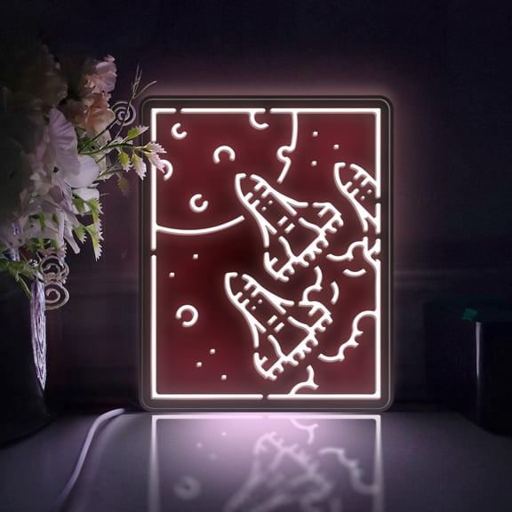 Rocket Flight Led Light Box, Dimmable Neon-Like Light Signs USB Power for Wall Decor Bedroom Decoration, Static Light (WxH) 16"x20"