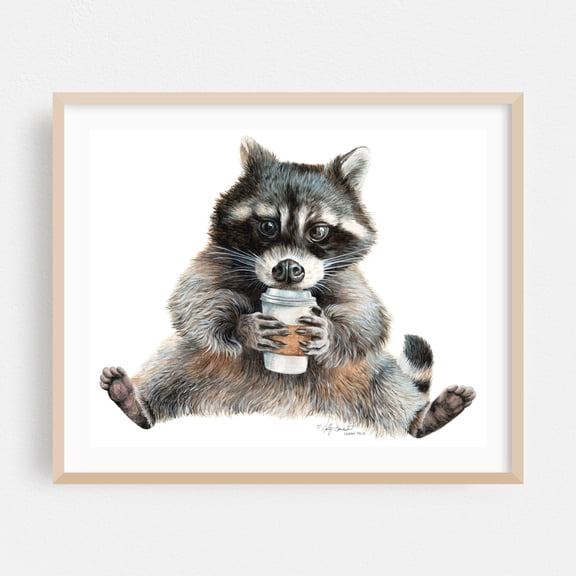 Rocket Fuel - Painting Humor Coffee Whimsical Kitchen Decor Oak Framed Wall Art Print 18 x 24 inches