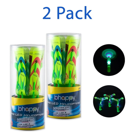 Rocket Helicopters with LED Lights Toys for Kids 12 pcs Helicopters 4 pcs Launchers (2 Pack)