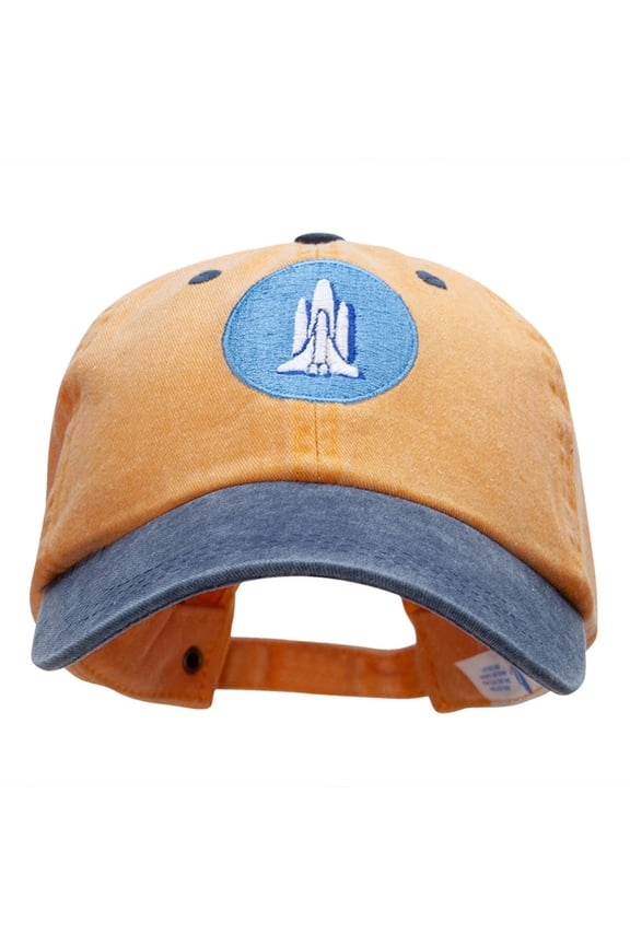 Rocket Insignia Embroidered Cotton Wash Cap - Mustard Navy OSFM