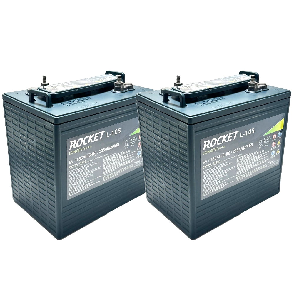 Rocket L-105 225Ah 6V Golf Cart Battery - Replaces Trojan T-105 (Set of 2)