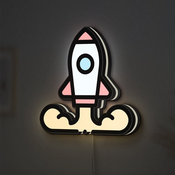 Rocket LED Lightbox - Space Ship Launch Booster Transport Decor, Custom Led Sign for Home Office Shop Decor (Width 24 inch, 60cm)