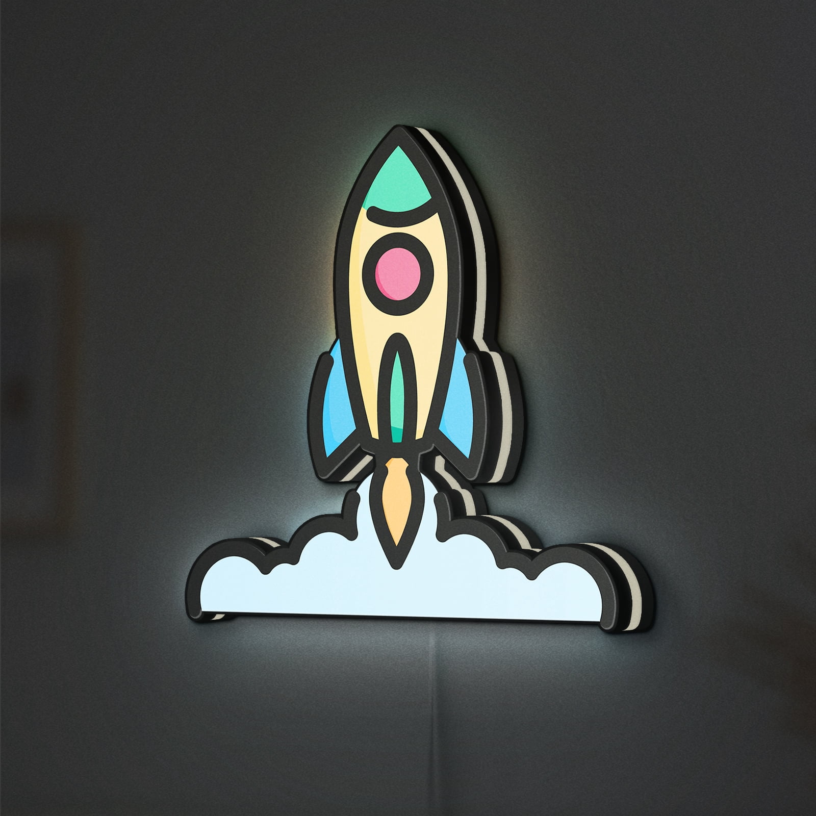 Shipt Led Sign Rocket LED Lightbox - Space Ship Launch Startup Business Decor, Custom ...
