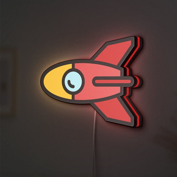 Rocket LED Lightbox - Spaceship Launch Startup Transport Decor, Custom Led Sign for Home Office Shop Decor (Width 8 inch, 20cm)