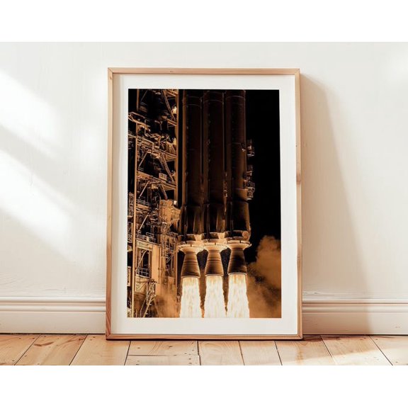 Rocket Launch Engine Spacecraft Liftoff Photography Wall Art, Unframed Paper Poster 16x20in