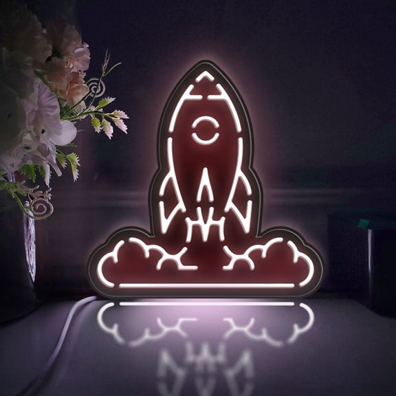 Rocket Launch Led Light Box, Dimmable Neon-Like Light Signs USB Power for Wall Decor Bedroom Decoration, Static Light (WxH) 11"x11"