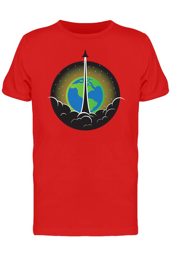 Rocket Launch Over Earth Tee Men's -Image by Shutterstock