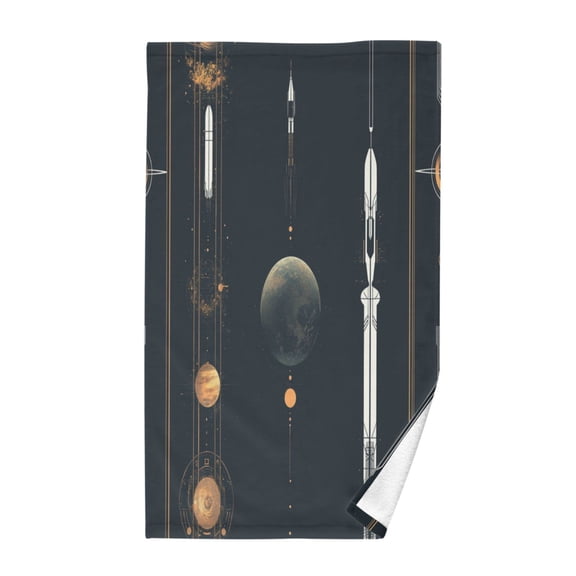 Rocket Launch Pattern Soft 100% Cotton Towel, High Absorbency, Single Pack, 16" x 28"