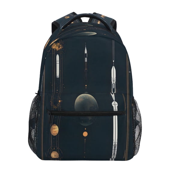 Rocket Launch Pattern Stylish Large Backpack 15L Self-Standing Durable Twill for School, Office and Travel Use