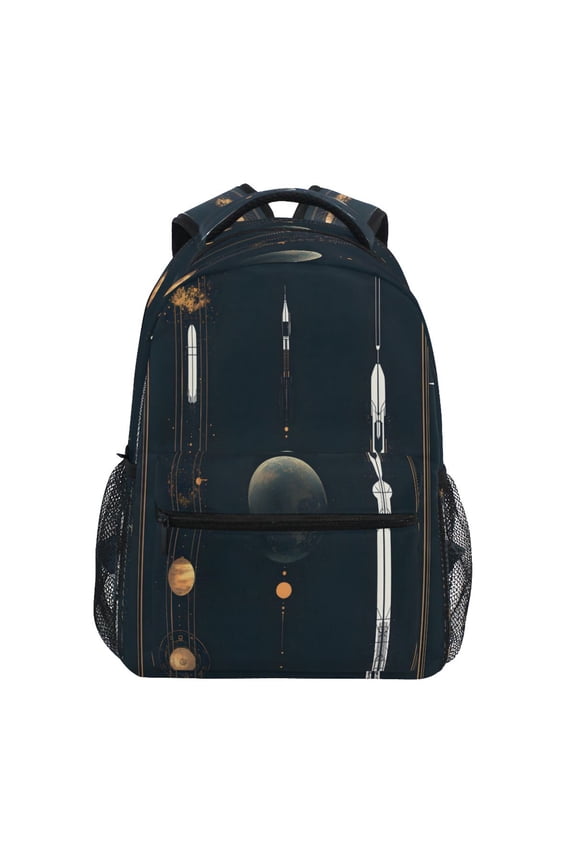 Rocket Launch Pattern Stylish Large Backpack 15L Self-Standing Durable Twill for School, Office and Travel Use