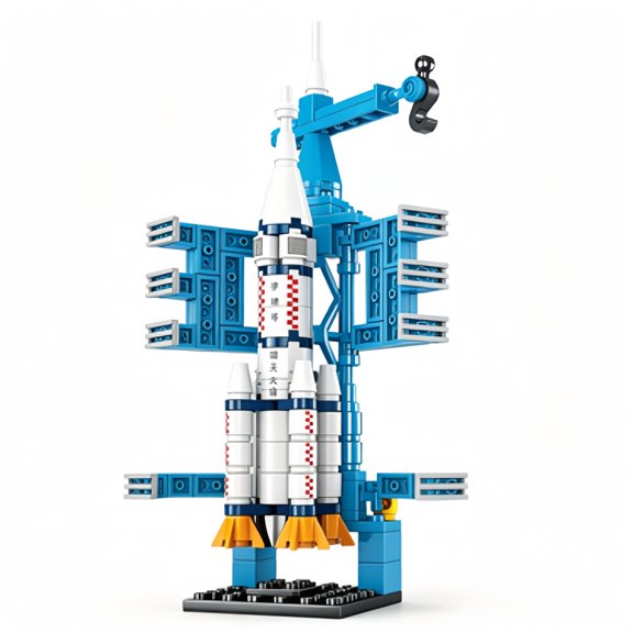 Rocket Launch Tower Building Block Kit, Space Launch Pad Brick Model Set